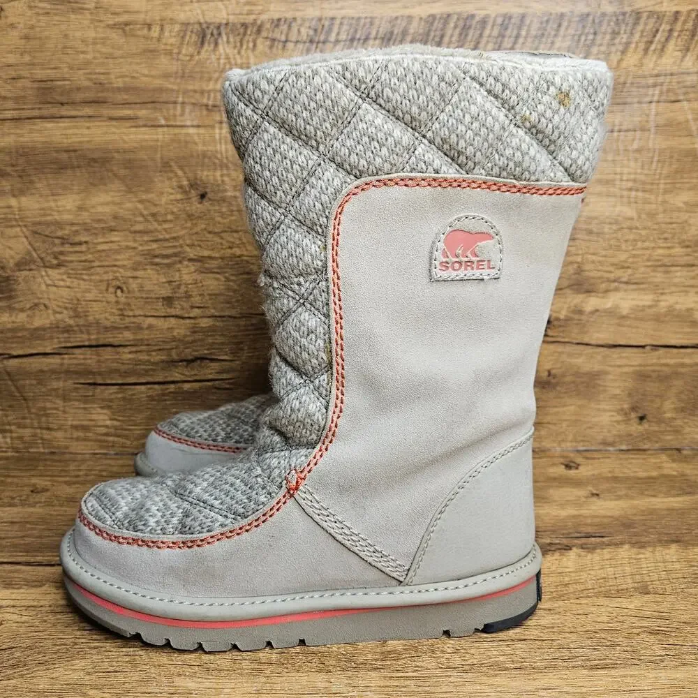 SOREL The Campus Beige Tall Slip on Winter Boots sz 2